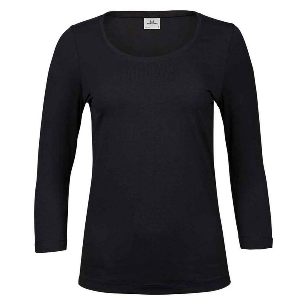 Tee Jays Womens/Ladies Stretch 3/4 Sleeve T-Shirt / Black
